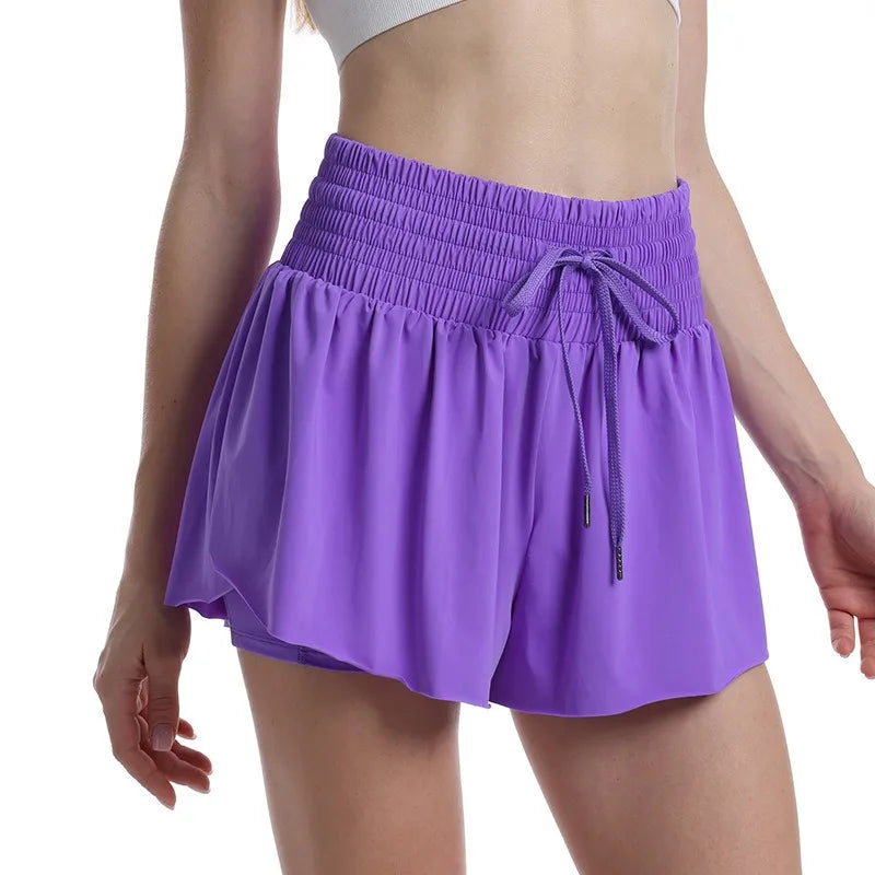 High Waist Butterfly Shorts Women Spandex Flowy Gym Yoga Athletic Workout Running Shorts Tennis Skirt Comfy Golf Skort Wear Good Vibrations