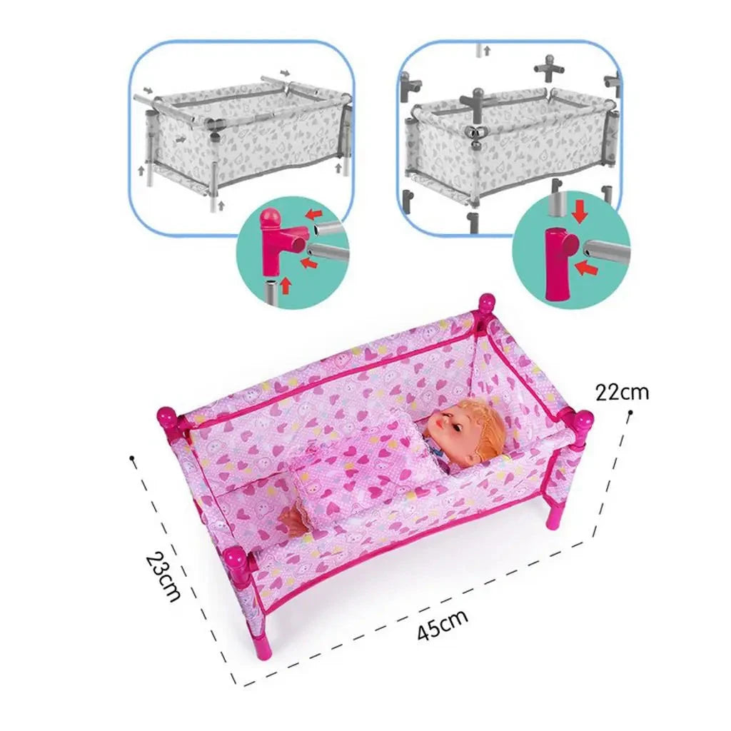 Bed - Dolls - Includes Mattress & Bedding, Kids indoor Playset Good Vibrations