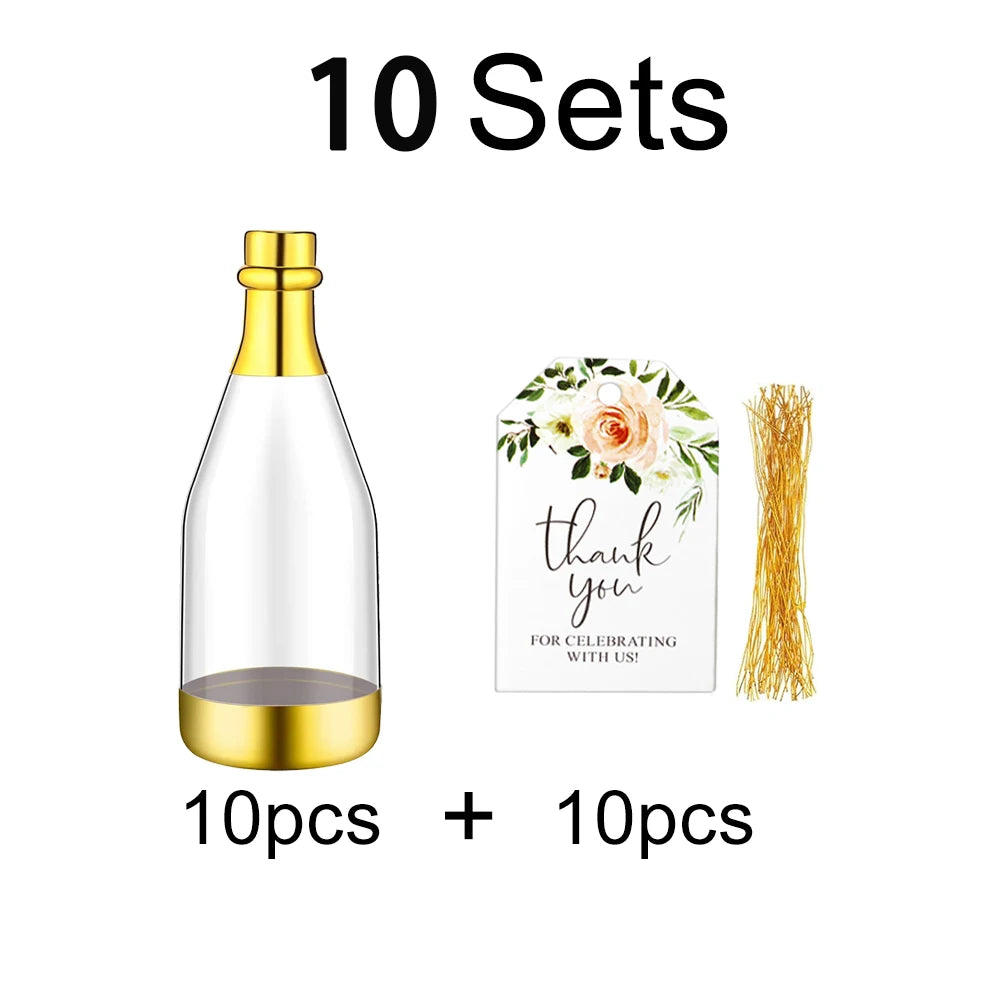 10set, Gold Champagne Bottle-Shaped Candy Gift Boxes, a Perfect Choice for Weddings and Parties. Good Vibrations
