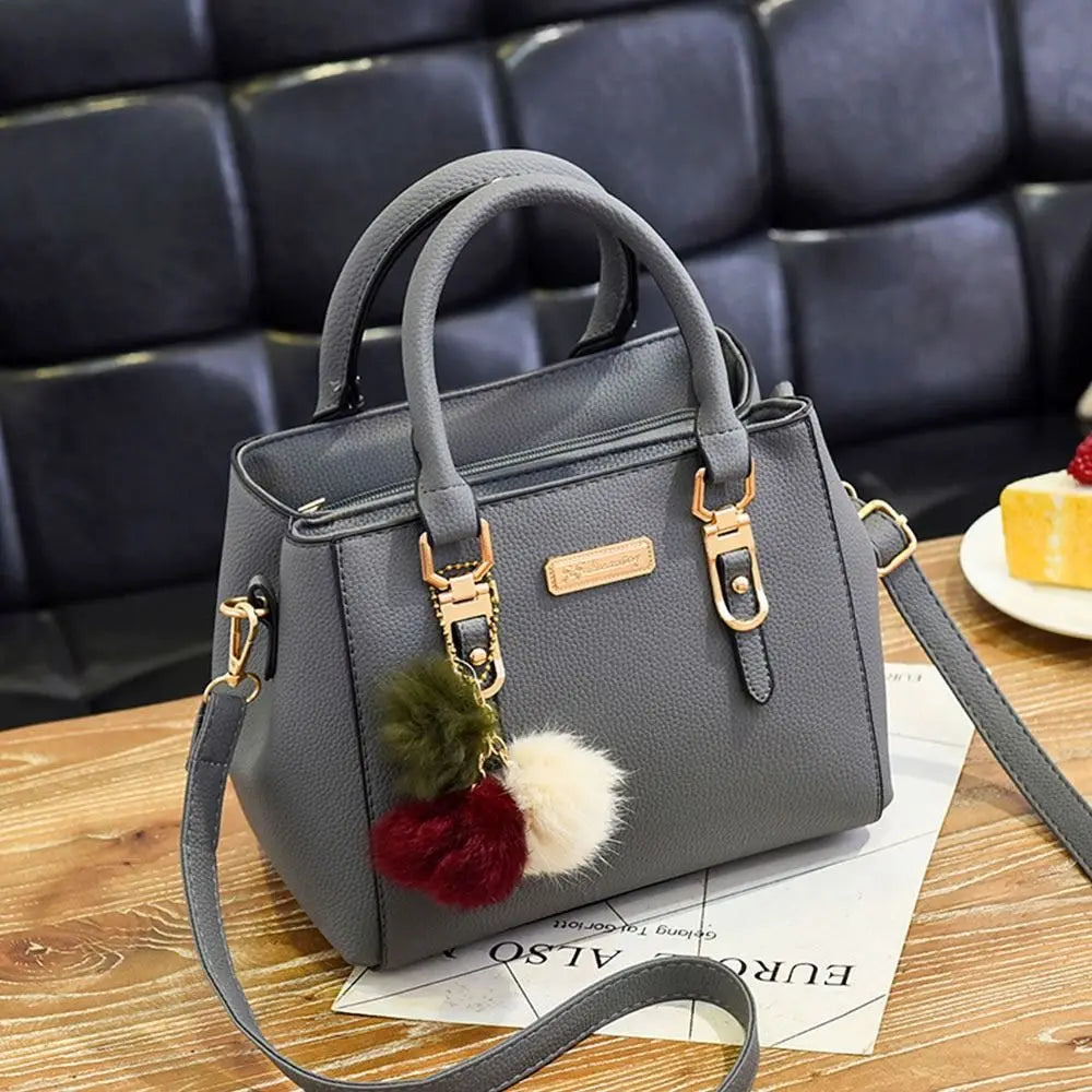PU Leather Ladies HandBags Women Vintage Purse Plush Tassel Messenger Bags Tote Boston Shoulder Crossbody Bag Large Capacity Good Vibrations