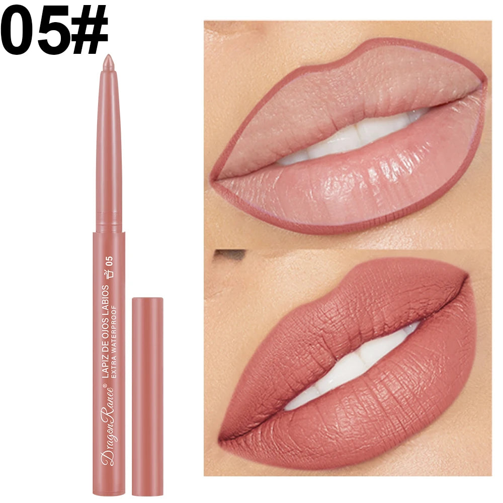 Lip Liner Lipstick Pen Waterproof Long-Lasting Hook Line Lip Pencil Matte Matte Beginner Automatic Lip Liner Bean Paste Color Hook Pen Automatic Rotating Lip Liner Good Vibrations