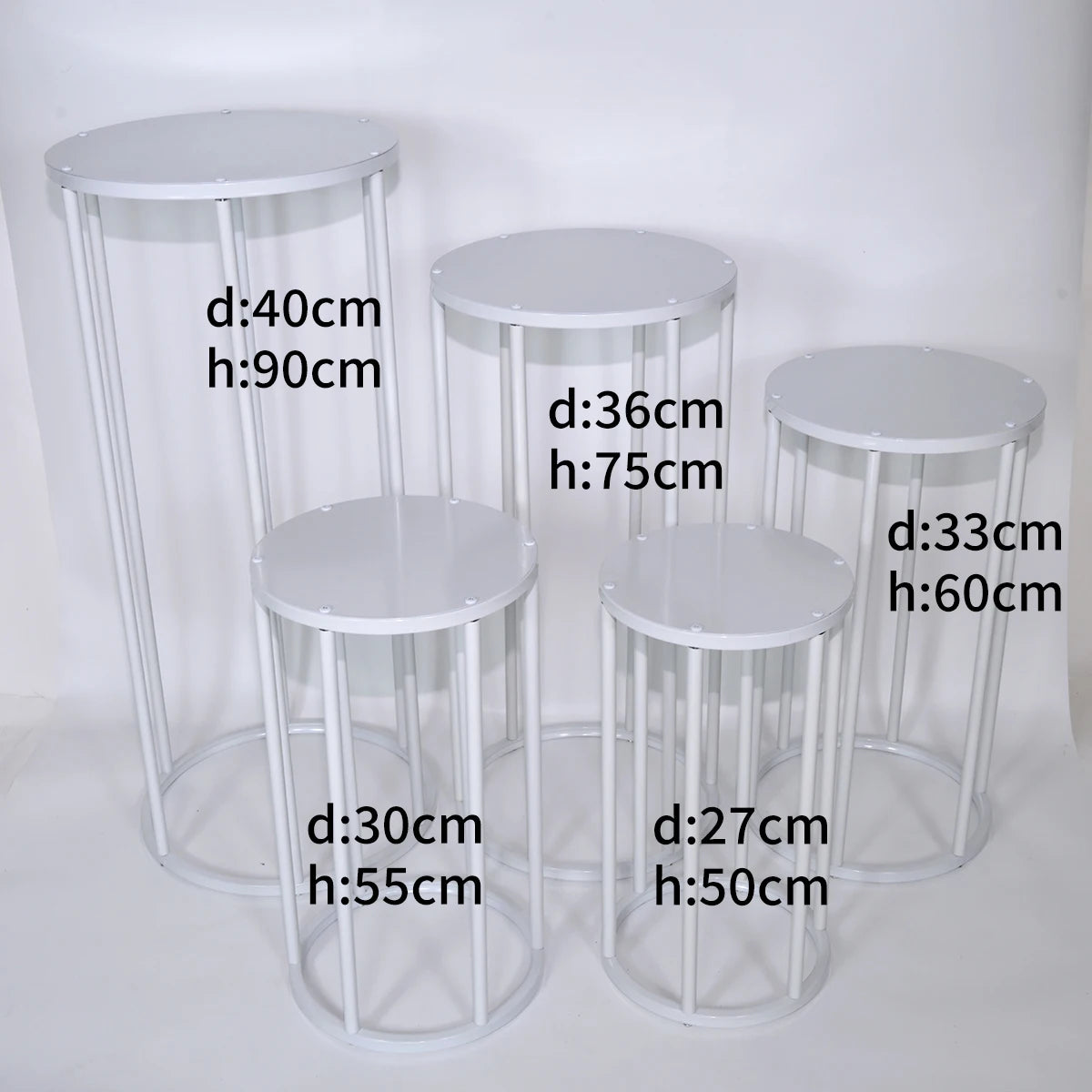 White Cylinders Cake Table Party Wedding Decoration Cylindrical Cloth Cover Stand Dessert Bar Photograph Background Good Vibrations