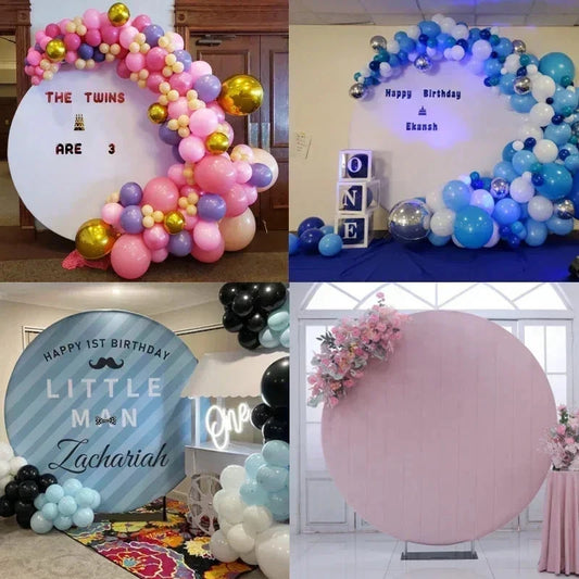7ft(210cm) Wedding Decoration Backdrop Stand Round Photography Backdrops Outdoor Background Frame Balloon Arch Collapsible Shelf Good Vibrations