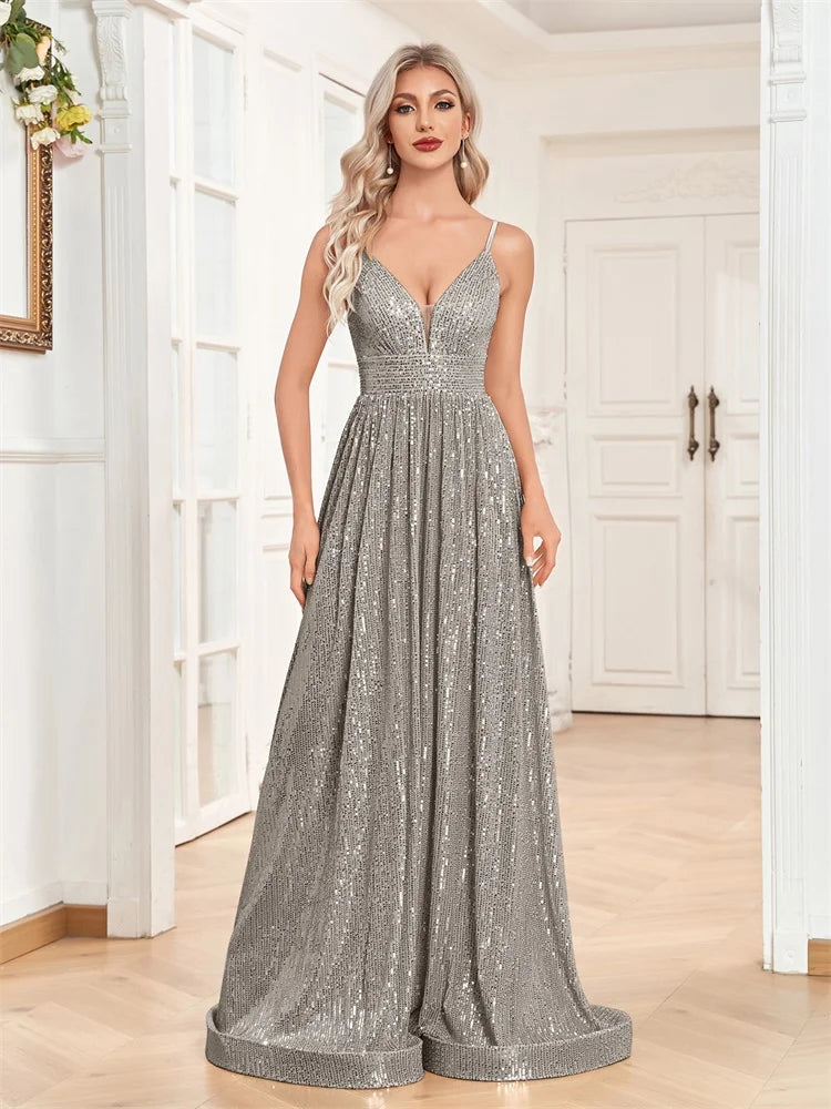 Elegant Sexy Backless Sequins Evening Dress Long 2025 Mermaid Formal Gown Women Wedding Party Dresses Caicktail Graduation Prom Good Vibrations