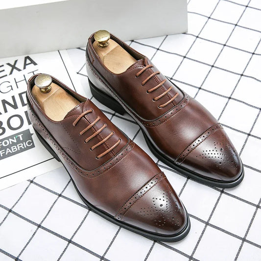 Men's Formal Shoes Red Sole Fashion Business Casual Party Banquet Daily Retro Carved Lace-up Brogue Dress Wedding Shoes Size 48 Good Vibrations