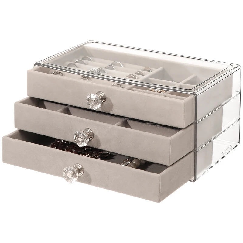 Jewelry Storage Box Home Jewelry Display Box Multi-layer Drawer Necklace Earring Ring Jewelry Organizer Good Vibrations