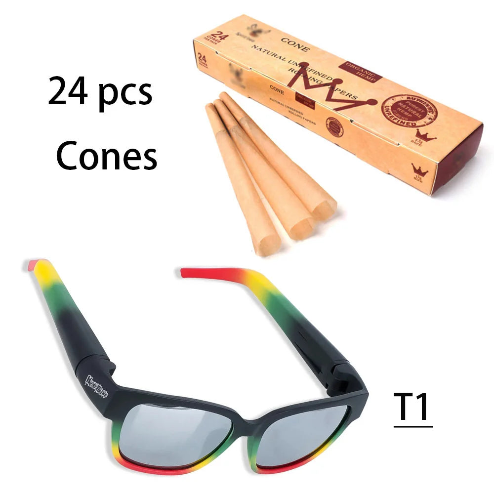 Fashion Sunglasses with Hidden Horn Tube Storage Removable Glasses Holder Rolling Paper Smoking Accessories Good Vibrations Adult Super Store