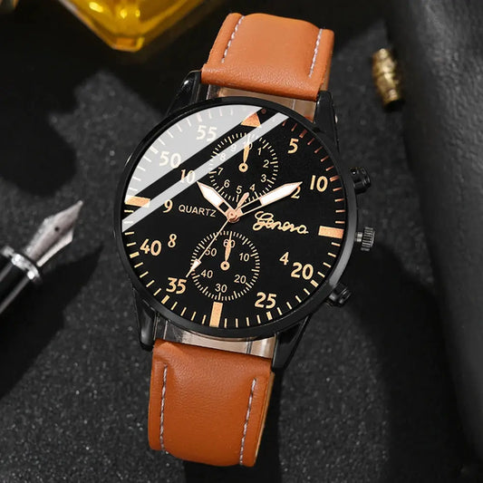 New Hip Hop Mens Fashion Watches Luxury Male Clock Wristwatch Sport MensWrist Watch Bracelet Set Relogio Masculino Good Vibrations