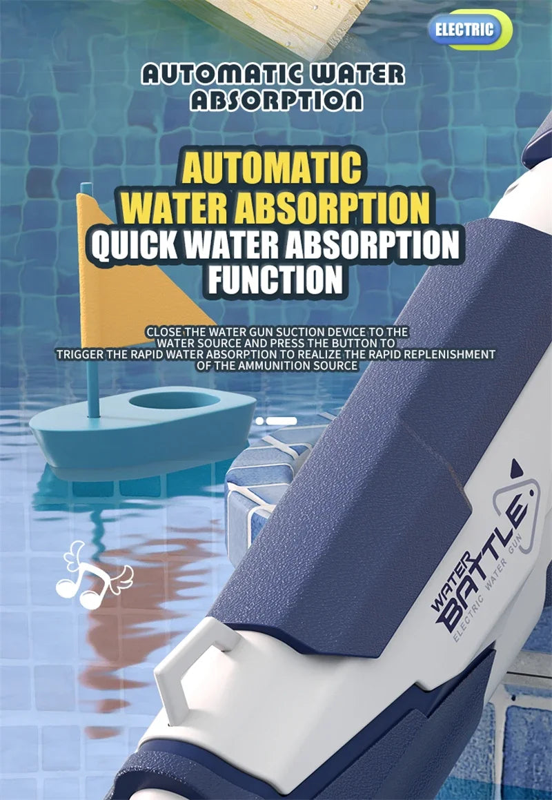 New Water Gun Electric Full Continuous Firing Toy Summer Beach Pool Water Toy Gun Fully Automatic Water Absorption Toys for Kids Good Vibrations
