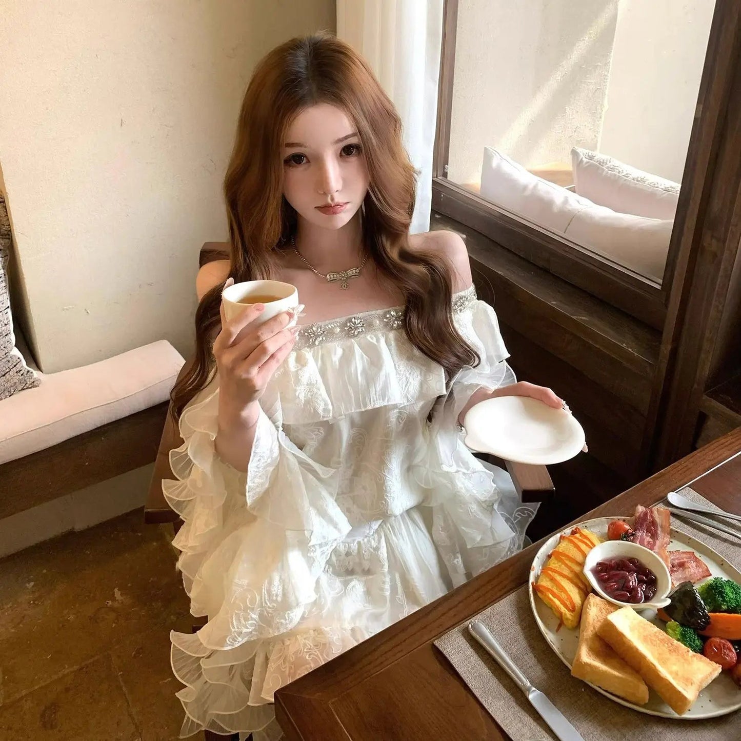 Vintage Sets Women Casual Y2k Crop Top Blouse + Mini Skirts Elegant 2 Piece Sets Female Korean Fashion Evening Party Outfits Good Vibrations