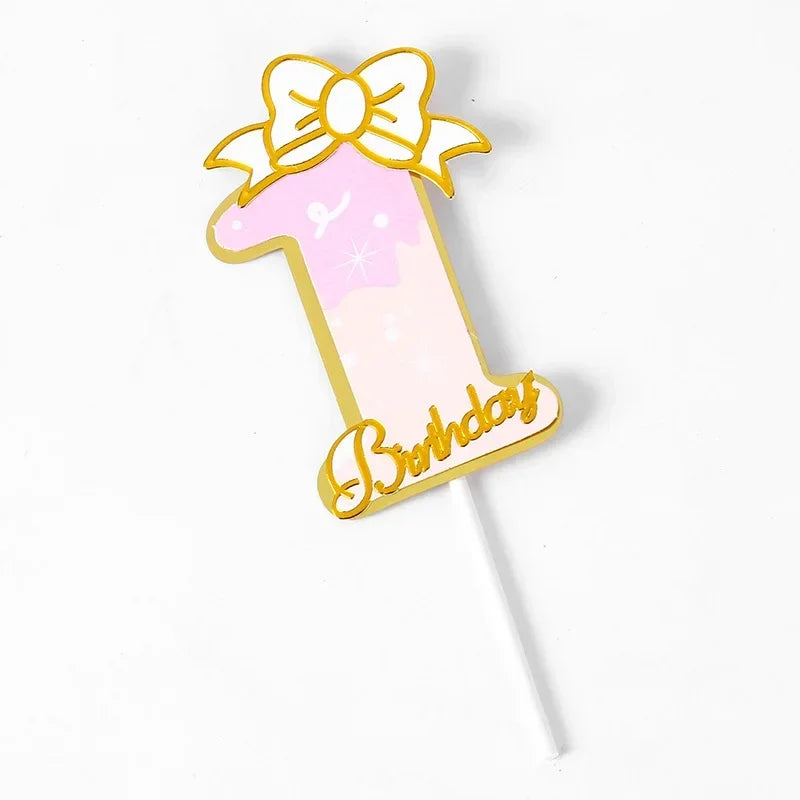 New Digital Decoration Happy Birthday Number Cake Insertion 0 1 2 3 4 5 6 7 8 9 Cake Topper Girls Boys Baby Party Supplies Decor Good Vibrations