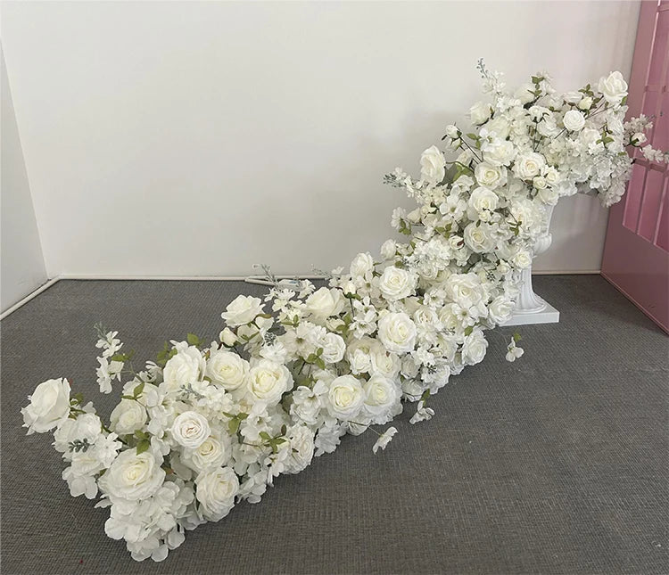 pink colour Rose Large Flower Row Artificial Flower Row Runner Wedding Backdrop Decor Floral Wall Party showcase decoration prop Good Vibrations