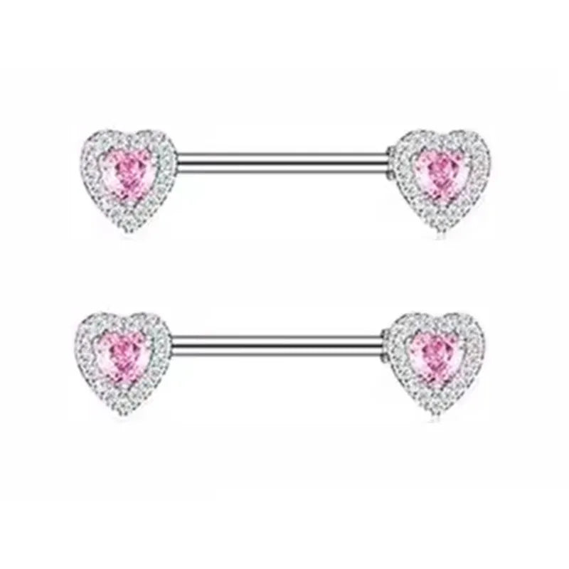 1Pair Pink Butterfly Nipple Piercing Jewelry Shiny Crystal Nipple Rings For Women Girls Heart Nipple Barbells Piercing Pezon Good Vibrations Adult Super Store