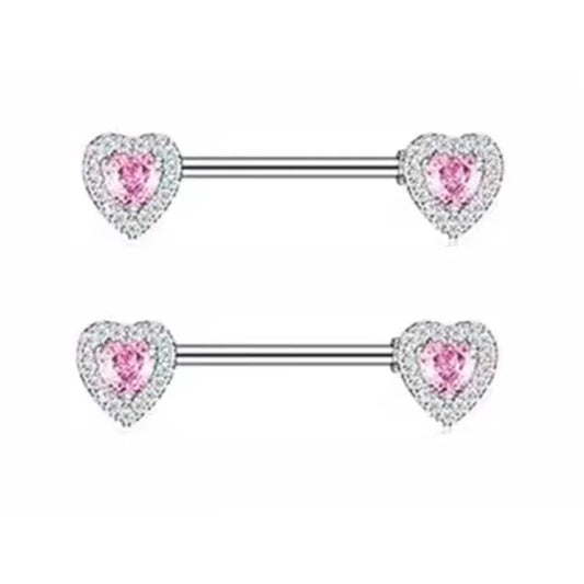 1Pair Pink Butterfly Nipple Piercing Jewelry Shiny Crystal Nipple Rings For Women Girls Heart Nipple Barbells Piercing Pezon Good Vibrations Adult Super Store