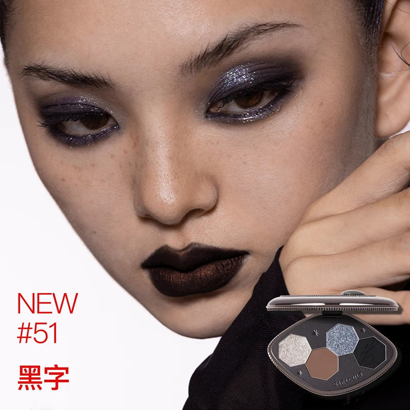 Girlcult 4 Color Eyeshadow Palette Shimmer Black Red Matte Chameleon Eye Shadow Vegan Halloween Make Up Sets Cosmetics Full Set Good Vibrations