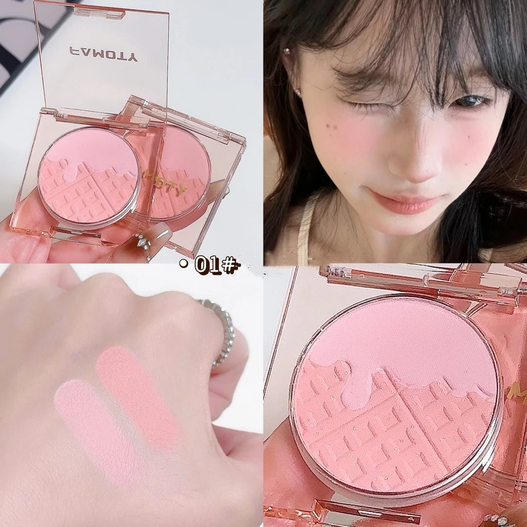 Monochrome Blush Palette, Powder Palette Multi-Colored Blush Powder Blushing Rose, Matte, Bold, Lightweight, Blends Easily Good Vibrations