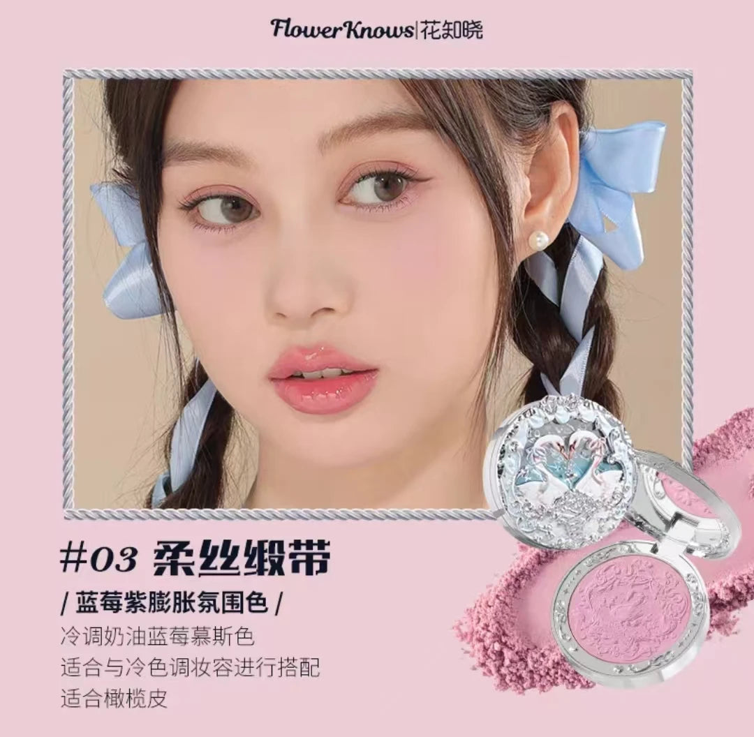 Flower Knows Shell's Jewel Collection Embossed Blush Matte  Powder Satin Highly Pigmented Lightweight Smooth Finish for Cheeks Good Vibrations
