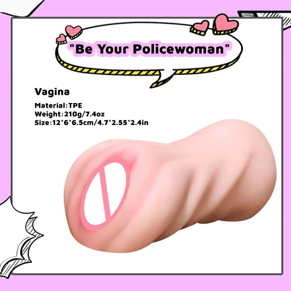 Realistic male masturbator with textured design and soft TPE material.