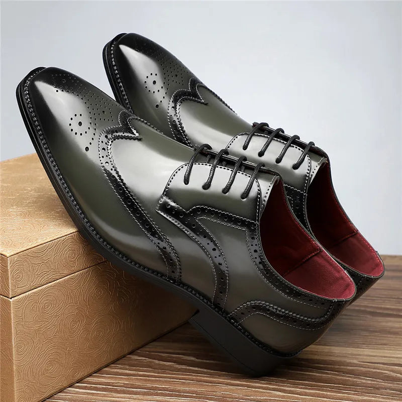 Fashion New Men's Pointed Green White Casual Brogues Oxford Shoes Male Wedding Dress Homecoming Formal Wedding Formal Footwear