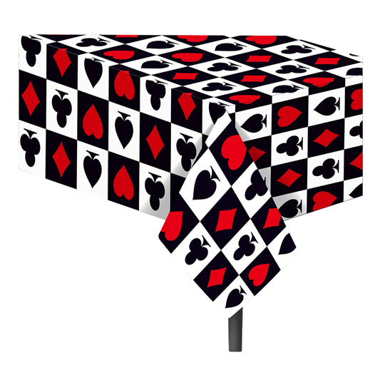 Casino Las Vegas Poker Party Disposable Tablecloth Magician Dollar Playing Cards Birthday Party Camping Mat Table Cover Decor Good Vibrations