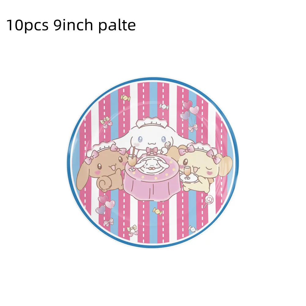 Cinnamorolls Birthday Party Decoration Tableware Set Balloons Cup Plate Banner for Kids Party Favors Baby Shower Supplies Good Vibrations