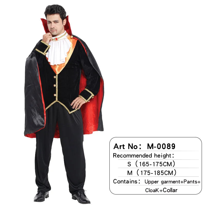 Halloween Vampire Costume Set Adult Cosplay Prop Costume Retro Cloak Celebration Dress Up Good Vibrations