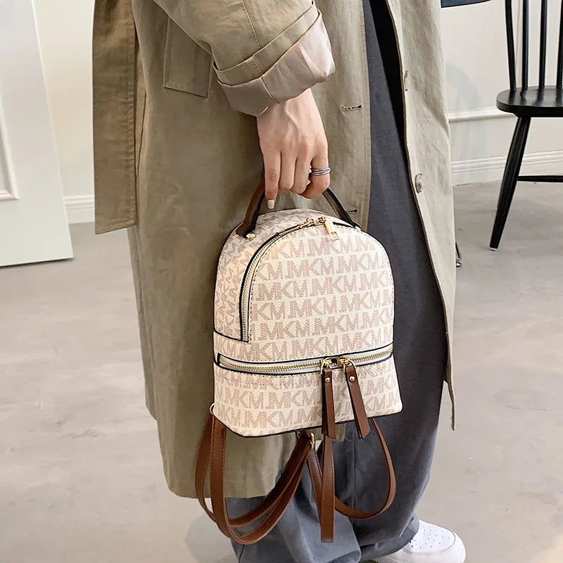 Women's Fashion Multifunctional Shoulder Bag Large Capacity Reading Flower Backpack Girl Commuting Retro Backpack Monogram Print Good Vibrations