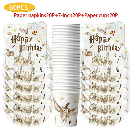 Magic School Birthday Party Decoration Disposable  Paper Plate Cup Napkin Balloons Gifts Magician Kids Baby Shower Party Supplie Good Vibrations