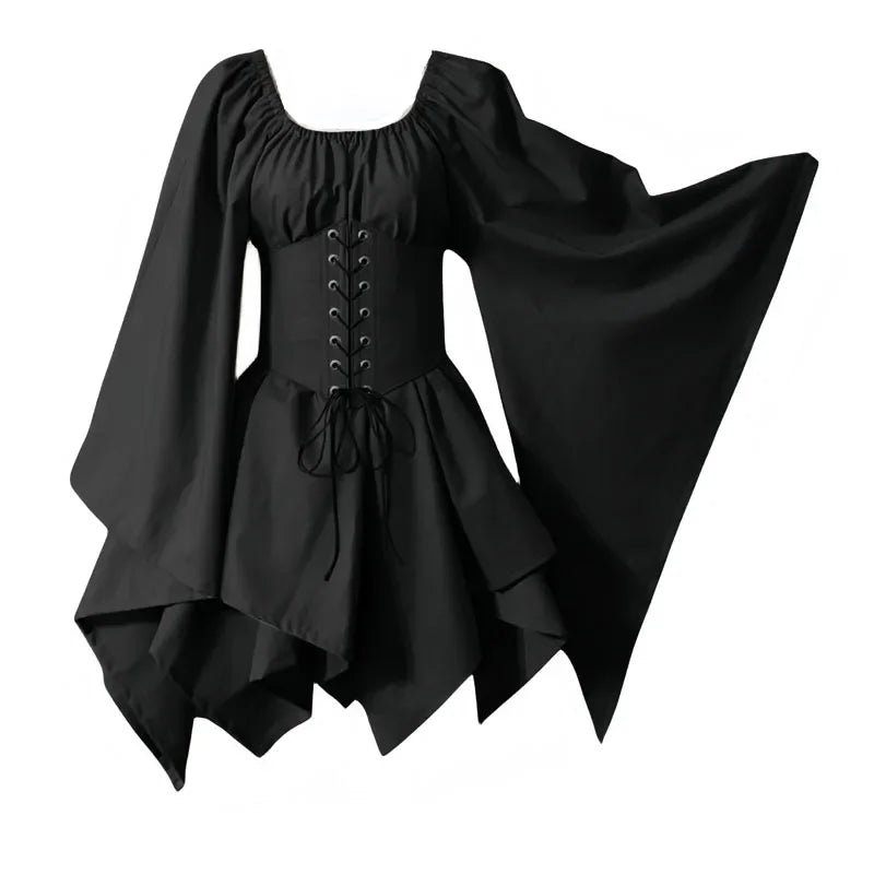 Medieval Costume Women Renaissance Medieval Dress Fairy Elf Traditional Irish Viking Costume Elf Ear for Halloween Party Good Vibrations