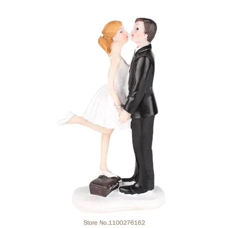 Funny Wedding Cake Toppers Dolls Romantic Bride And Groom Figurines Stand Topper Decoration Supplies Marry Resin Figurine Good Vibrations