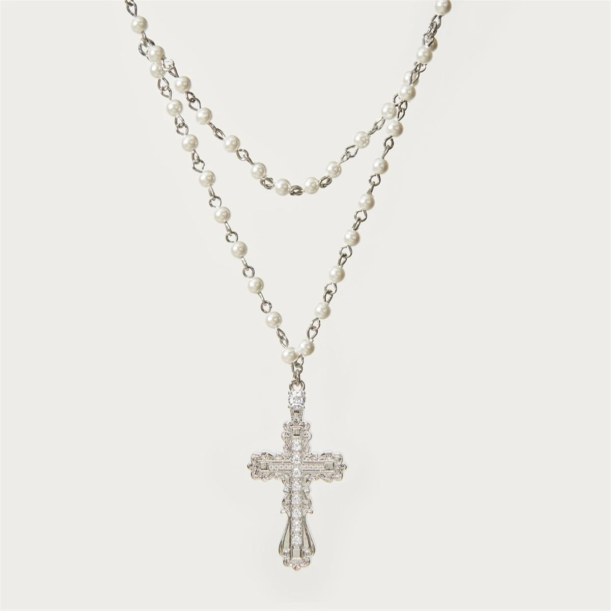 Cross necklace set, women's shell pearl, personalized minimalist necklace, punk style cross, gold-plated color preservation Good Vibrations