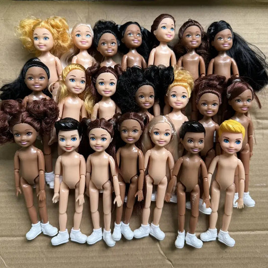 14cm Little Kelly Joints Movable 5-inch Boys Girls Dark Ordinary Skin Naked Body Reborn Bjd 1/12 Toys White Blonde Black Hair Good Vibrations