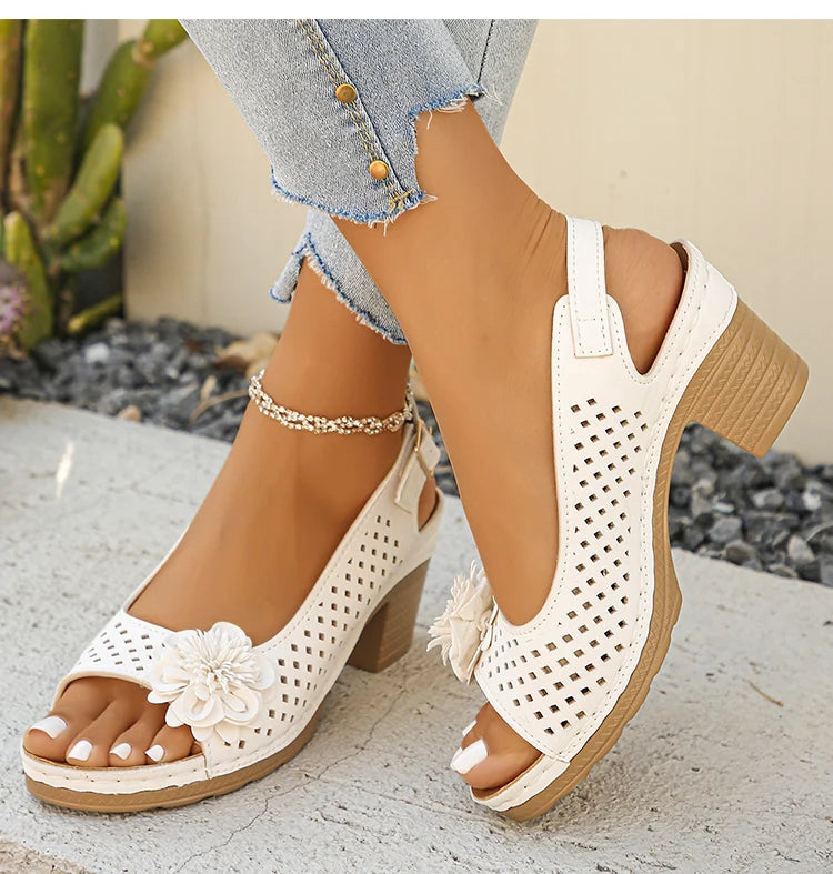 Women's Sandals Sweet Heels Sandals Summer Woman Shoes Fashion Heeled Sandalias Mujer Elegant Shoes Summer Footwear Women 2025 Good Vibrations