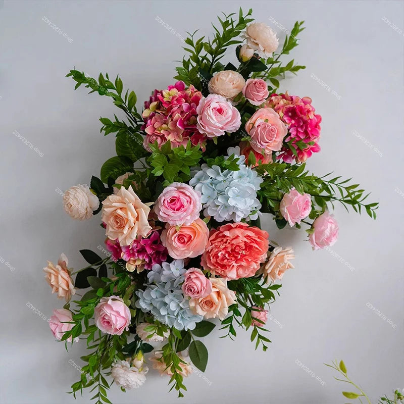 Wedding Decoration Outdor Artificial Flowers Decor Hanging Flower Row Road Leading Floor Flower Row Flower Ball Floral Backdrop Good Vibrations
