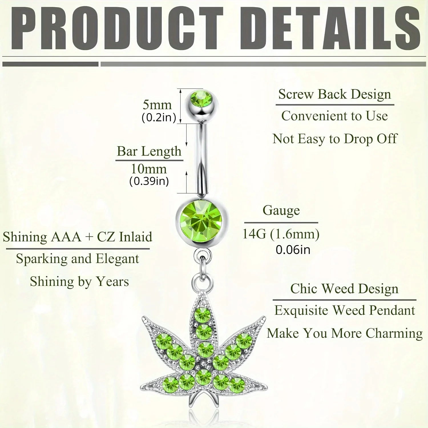 Drperfect Dangle Belly Button Ring for Women Cute Navel Rings Daisy Weed Butterfly Dangling Colorful Belly Piercing Jewelry Good Vibrations Adult Super Store