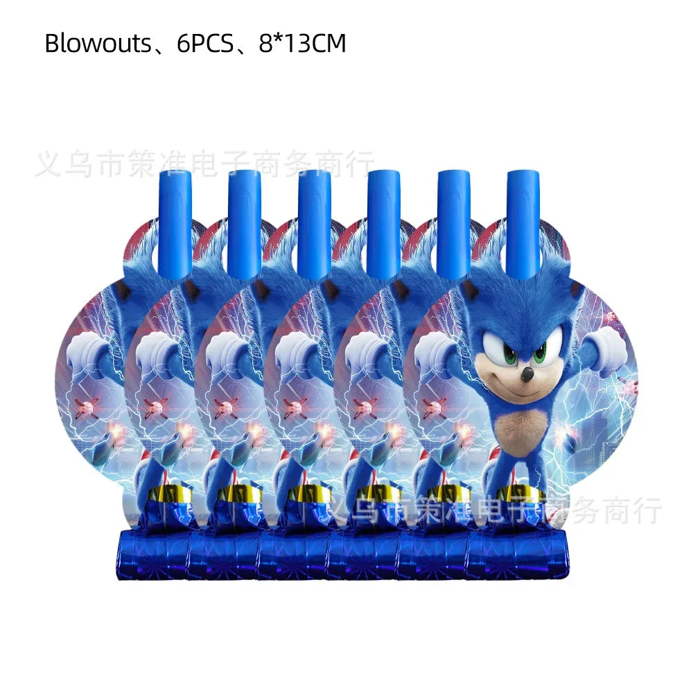 New Sonics Birthday Party Decorations Kids Party Supplies Paper Cups Tablecloth Cake Toppers Backdrop Baby Shower Decoration Good Vibrations