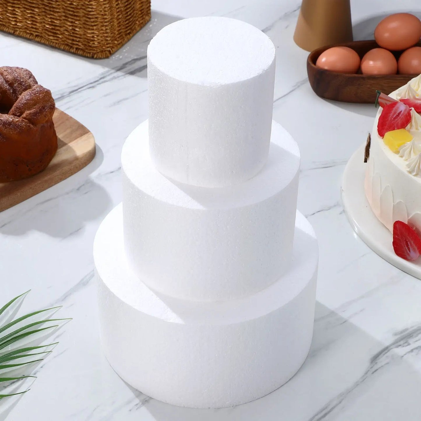 3 Pcs Cake Dummies Cake Models Fake Cake Decors Triple Tier Cake Wedding Cake Rounds Foams Ornament Square Decorate Good Vibrations