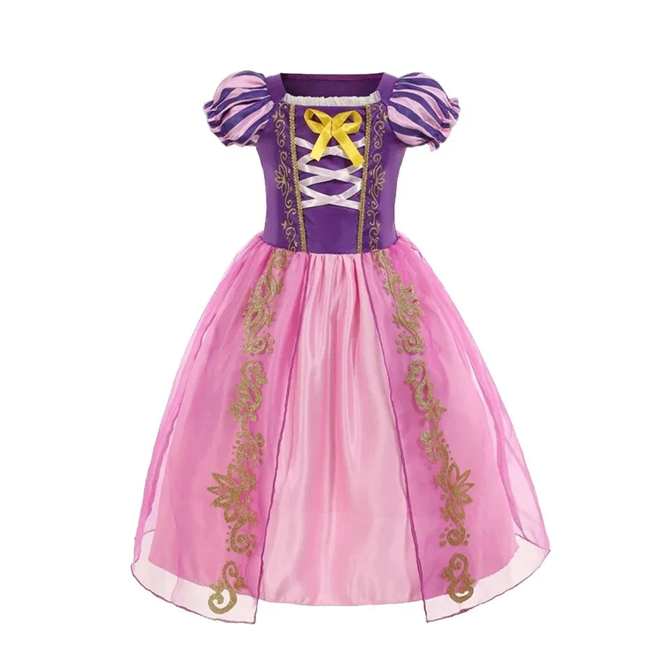 Disney Kids Princess Costume Elsa Anna Halloween Dress Girl Jasmine Moana Dinner Dress Rapunzel Mermaid Pageant Disguise 3-10Y Good Vibrations