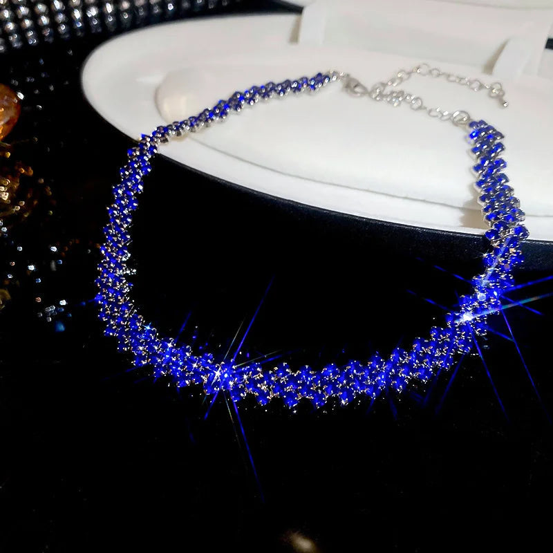 Luxury Shiny Full Rhinestone Choker Necklace for Women Personalized Geometric Crystal Necklaces Wedding Jewelry Party Gifts Good Vibrations Adult Super Store