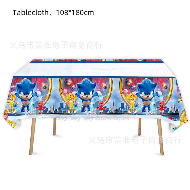 New Sonics Birthday Party Decorations Kids Party Supplies Paper Cups Tablecloth Cake Toppers Backdrop Baby Shower Decoration Good Vibrations