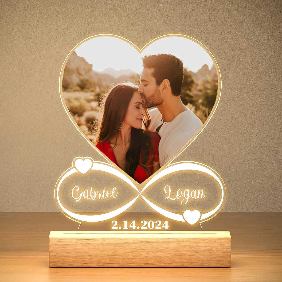 Custom Couples Gifts Personalized Photo Frame With Night Light Anniversary Valentine's Day Gifts for Women Men Girlfriend Him Good Vibrations Adult Super Store