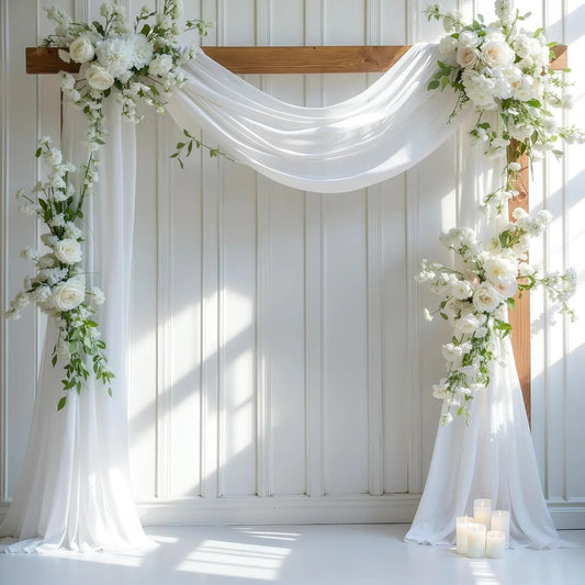 Wedding Arch Draping Fabric for Ceremony Reception Arch Decorations Chiffon Sheer Fabric Backdrop Curtains Party Bridal Shower Good Vibrations