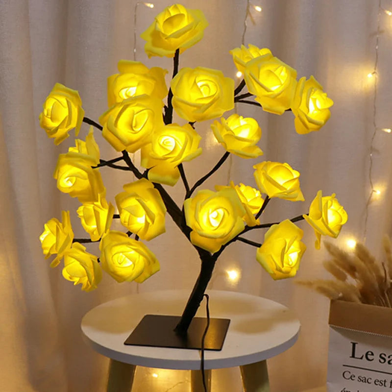 LED Rose Flower Table Lamp USB Christmas Tree Fairy Lights Night Lights Home Party Wedding Bedroom Decoration Mother's Day Gift Good Vibrations