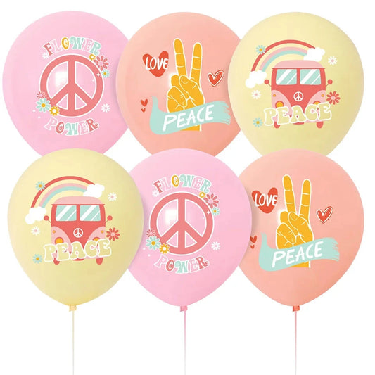 15pcs Hippie Two Groovy Bohemian Rainbow Bus Balloons For Bohemian Themed Kids Birthday Decoration Wedding Party Supplies Good Vibrations
