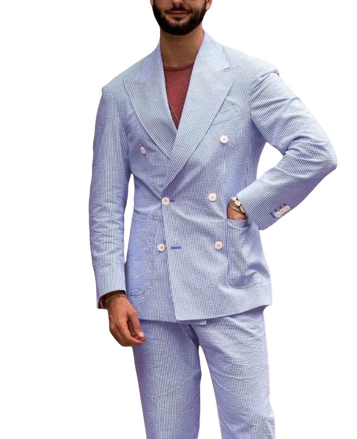 Men's Striped Suit Two Piece Suit Elegant Fashion Suit Business Casual Work Wear Party Dress Men's Commuter Wear Men's Clothing Good Vibrations