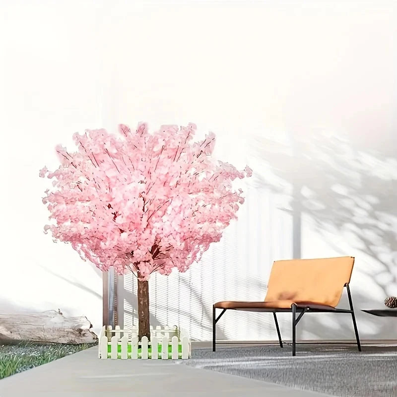 Artificial Cherry Trees Indoor Decor: Handmade Natural Fake Cherry Blossom Pink Tree Outdoor For Party Wedding Christmas Good Vibrations