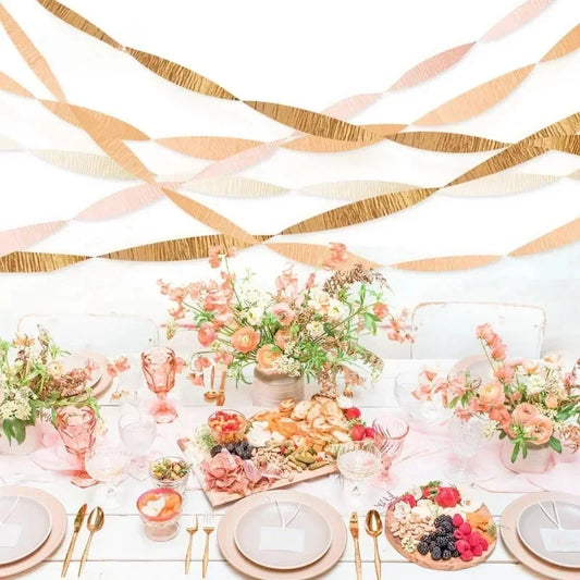 Fall Wedding Decor Gold Orange Pink Beige Crepe Paper Streamers Boho Party Decoration for Wedding Bachelorette Birthday Supplies Good Vibrations