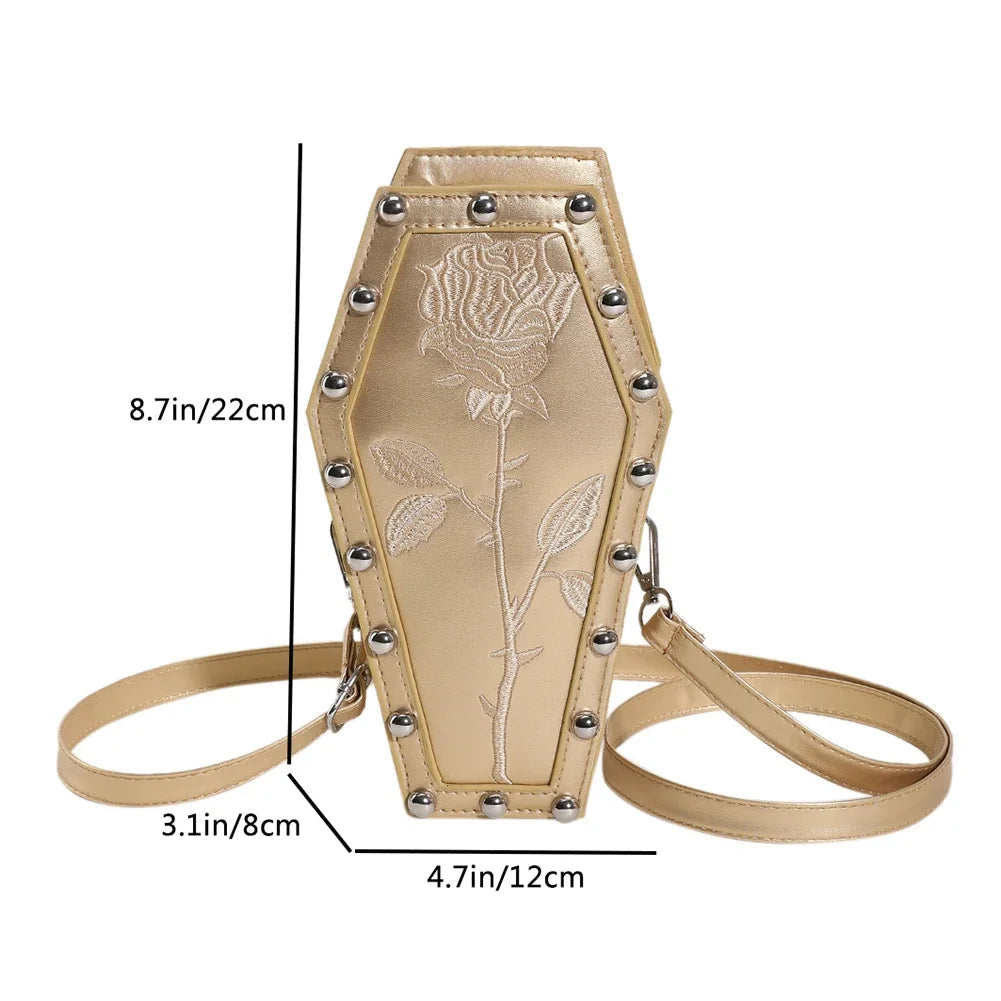Women Fashion Shoulder Bag Large Capacity Coffin Shaped Casual Satchel Bag Adjustable Strap Spider Web PU Leather Chic Hobo Bag Good Vibrations