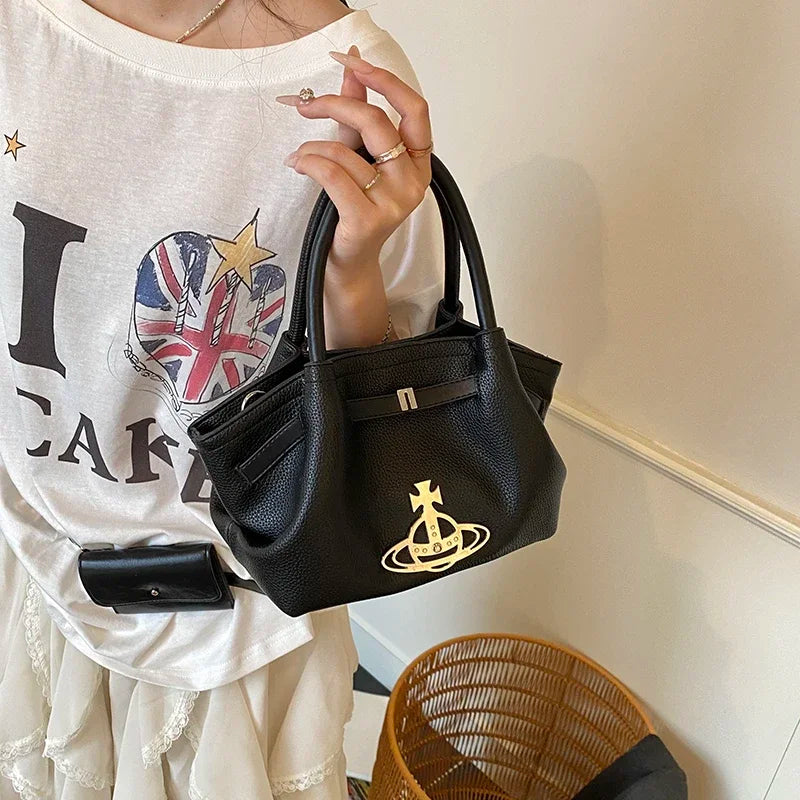 Classic Designer Paris Fashion Tote Messenger Purse Shopper Bag Elegant Leather Solid Color Commuter Good Vibrations