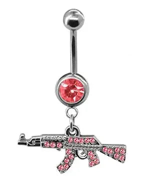 Belly Button rings Gun Dangle navel Ring clear Gem belly button Ring Body piercing Jewelry belly piercing for women Good Vibrations Adult Super Store